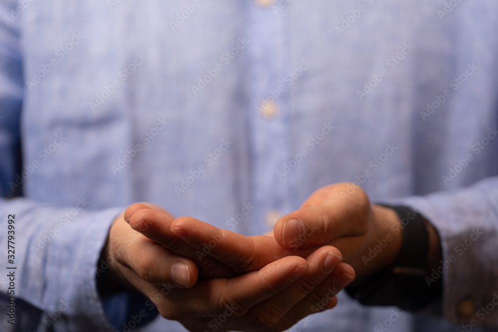 Businessman without head holding something without theme