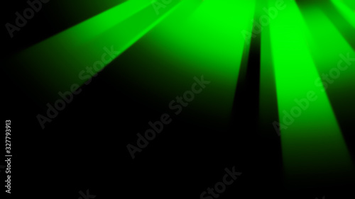 Divine green sun light shines through space . The rays beam light on the floor. Spotlight on isolated background.