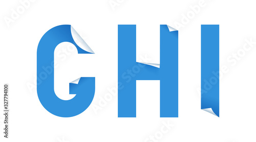 Sticker font in paper art style on white background. Vector type illustration set. © annetdebar