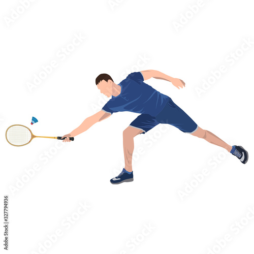 Badminton player with racket and shuttlecock, vector isolated illustration © svitlana