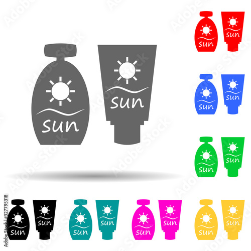 suntan cream multi color style icon. Simple glyph, flat vector of summer pleasure icons for ui and ux, website or mobile application