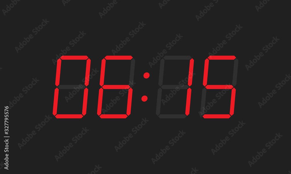 Digital closeup clock displaying 6:15