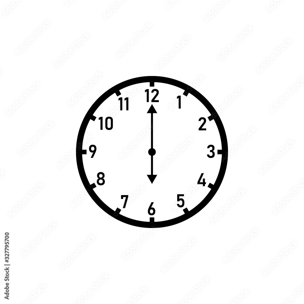 Wall clock displaying 6:00 o'clock. Clipart image isolated on white  background Stock-Vektorgrafik | Adobe Stock