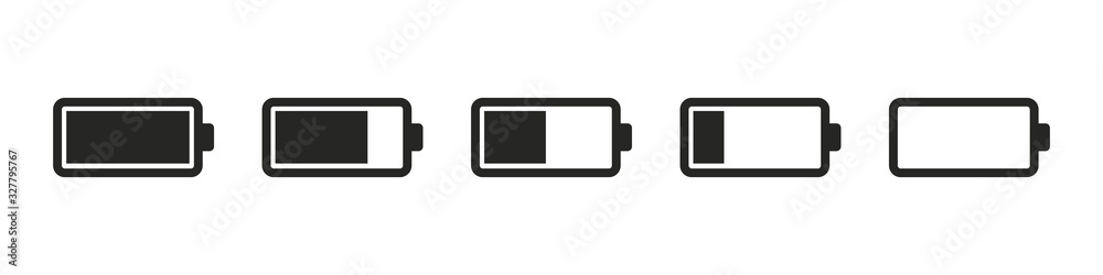 Set of battery charge level indicators. Discharged and fully charged battery smartphone. Set of battery charge level indicators. Discharged and fully charged battery smartphone.