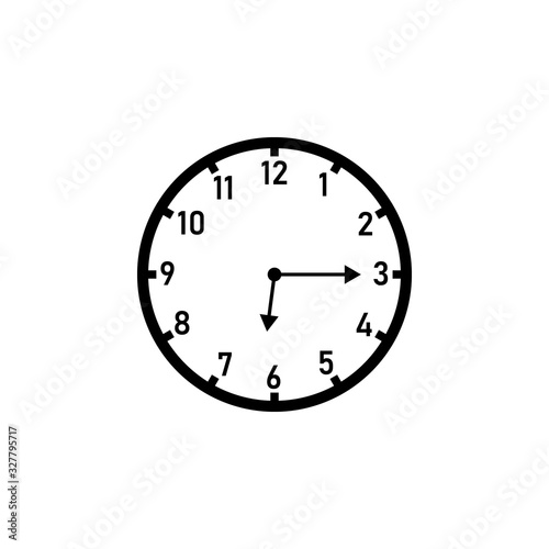 Wall clock displaying 6:15. Clipart image isolated on white background