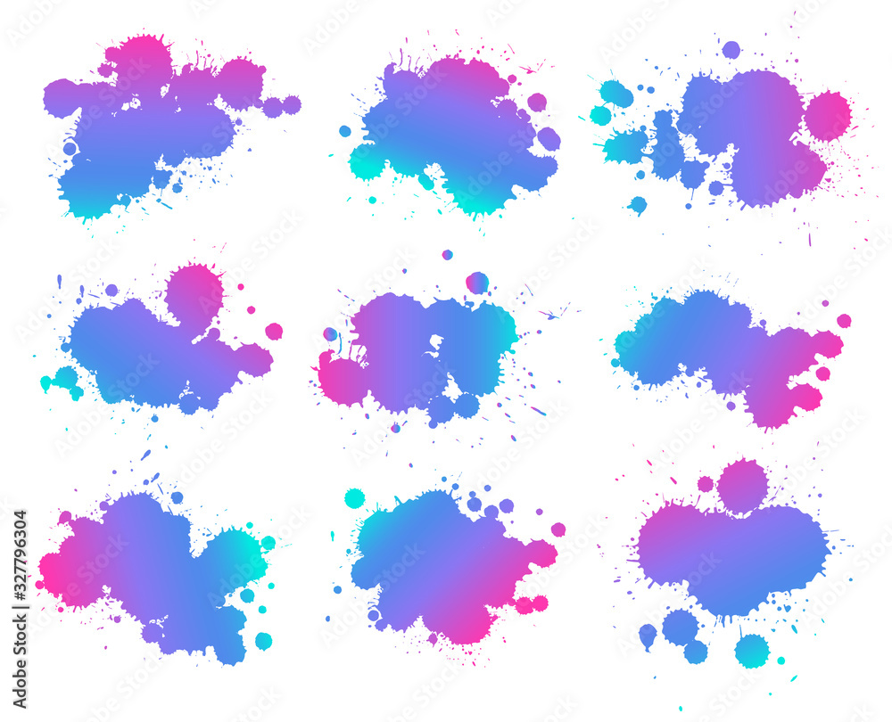 Background design with watercolor splash in pink and blue on white background