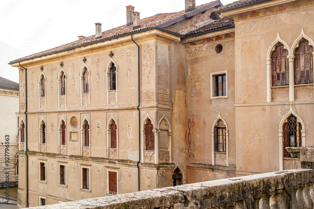 View on an ancient palace in the city of Feltre, province of Belluno, Veneto - Italy
