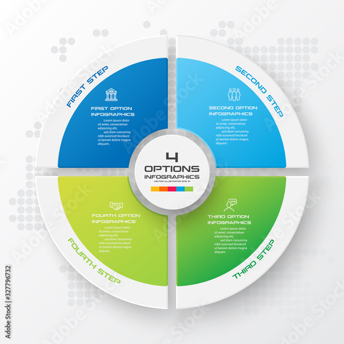 Circle infographic template with 4 options,Vector illustration.