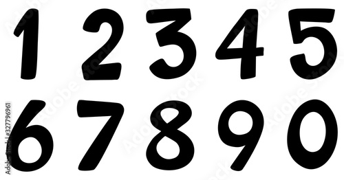 Font design for number one to zero on white background