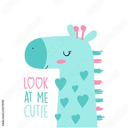 Hand drawing giraffe illustration vector for girls print design.