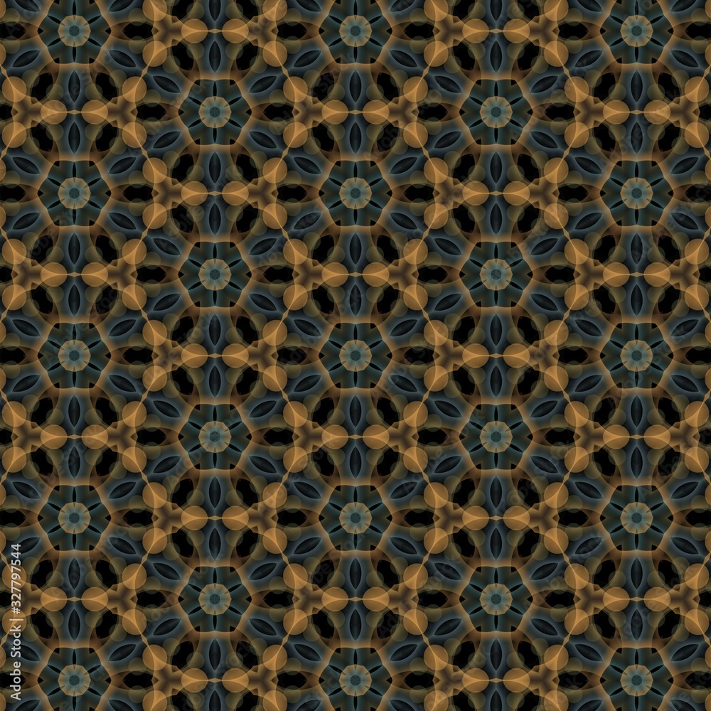 Abstract kaleidoscope background. Ornament for website, corporate style, fashion design and house interior design, as well for hand crafts and DIY. Endless texture.
