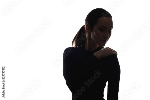 black and white silhouette portrait of woman in half-face