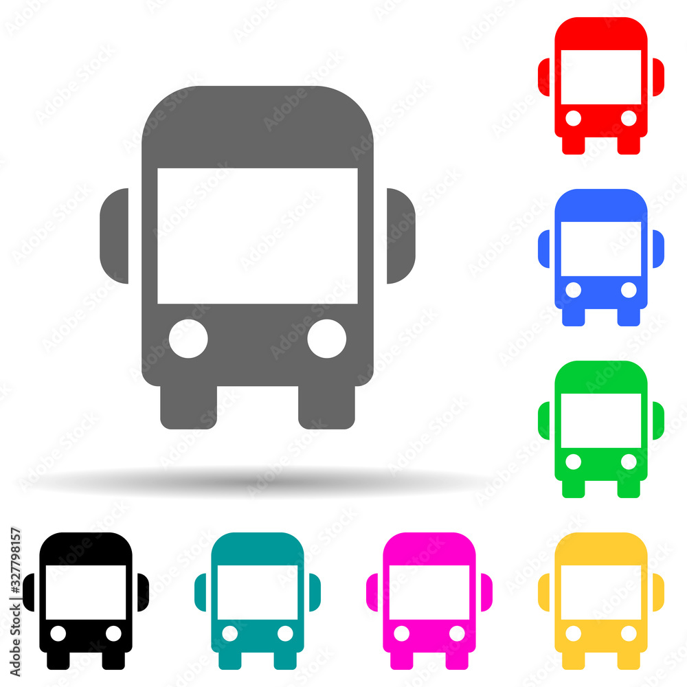 bus front view multi color style icon. Simple glyph, flat vector of transport icons for ui and ux, website or mobile application bus front view multi color style icon. Simple glyph, flat vector of transport icons for ui and ux, website or mobile application