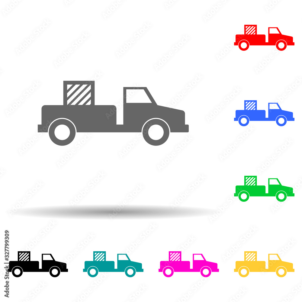pick-up with cargo multi color style icon. Simple glyph, flat vector of transport icons for ui and ux, website or mobile application
