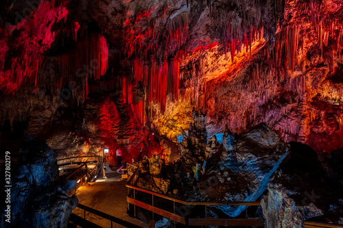 Stalactites and stalagmites in Nerja caves, Nerja, Spain © Anatoly