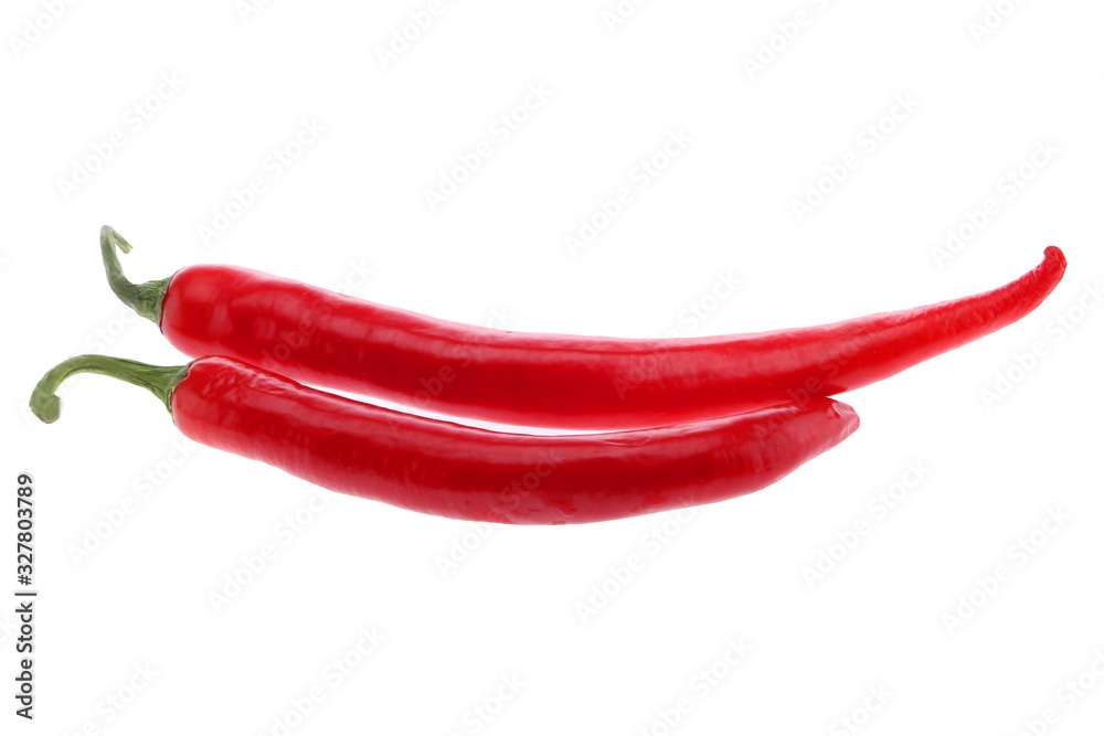 Chili pepper isolated on white background. Ripe chili pepper Clipping Path