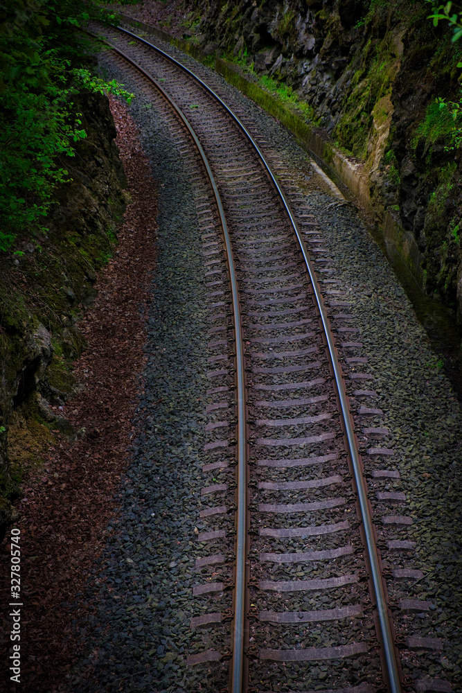 Train tracks direction to the high mountains. Train tracks direction to the high mountains.