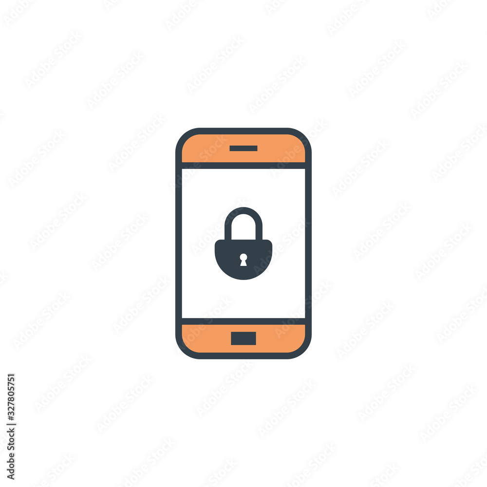 locked on screen smartphone icon in flat design on white background locked on screen smartphone icon in flat design on white background