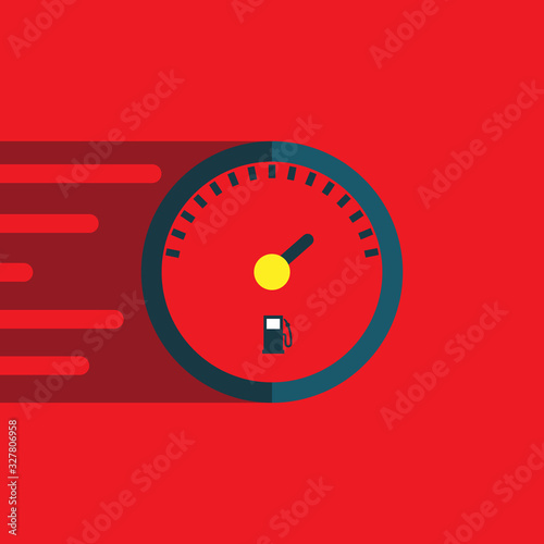 gasoline indicator icon. fuel gauge on red background flat style EPS10
