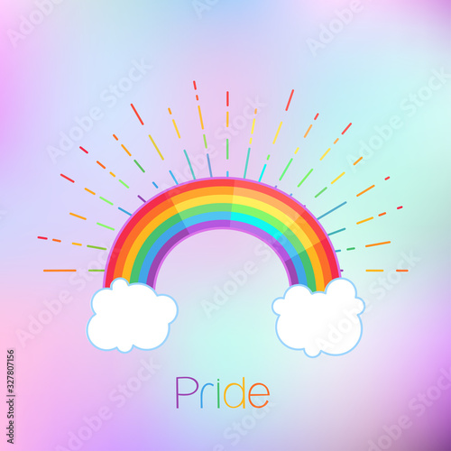 Rainbow with rays. Symbol of LGBT community. Gay Pride. Isolated vector illustration for t-shirts greeting cards, posters, patches, prints for clothes, emblems.