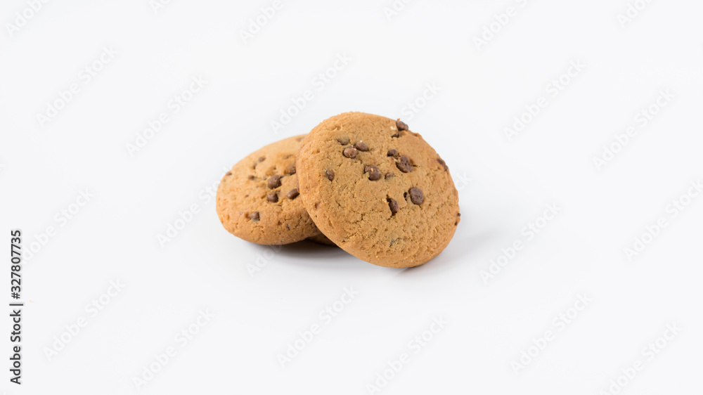 a pile of cookies with a splash of chocolate on a white background a pile of cookies with a splash of chocolate on a white background
