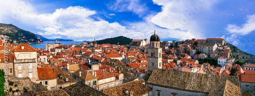 Landmarks of Croatia - beautiful Dubrovnik town, popular tourist and cruise destination in Europe