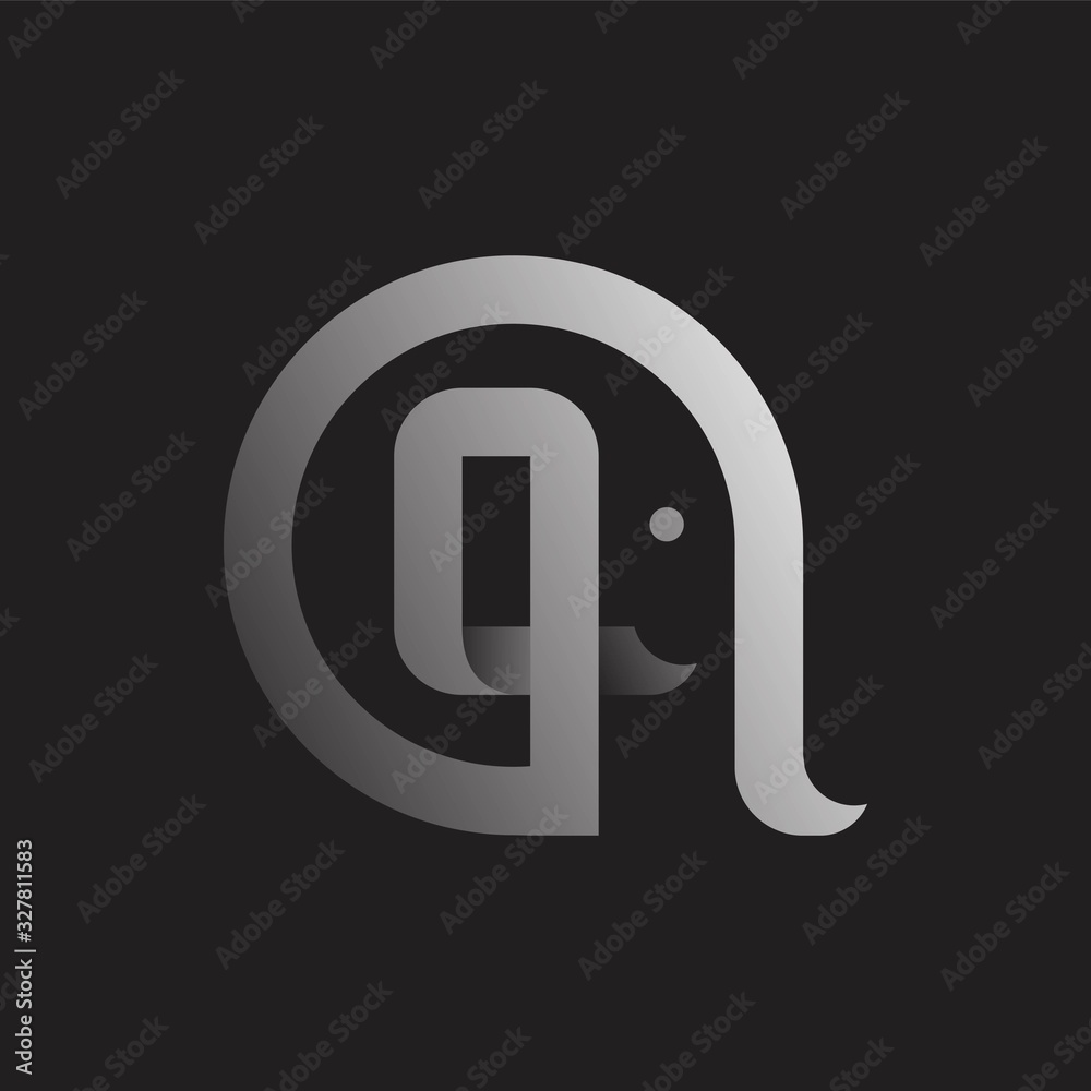 LETTERS G, ELEPHANT SYMBOL, MINIMALIST LOGO