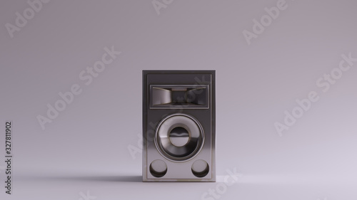 Silver Traditional Speaker Loudspeaker Front View 3d illustration 3d render 