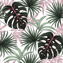 Sierkussen Tropische bladeren patronen Roze tropische planten Hawaiiaans patroon  © Jen