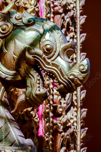 Photography golden dragon in temple, digital photo picture as a background , taken in Patuxa