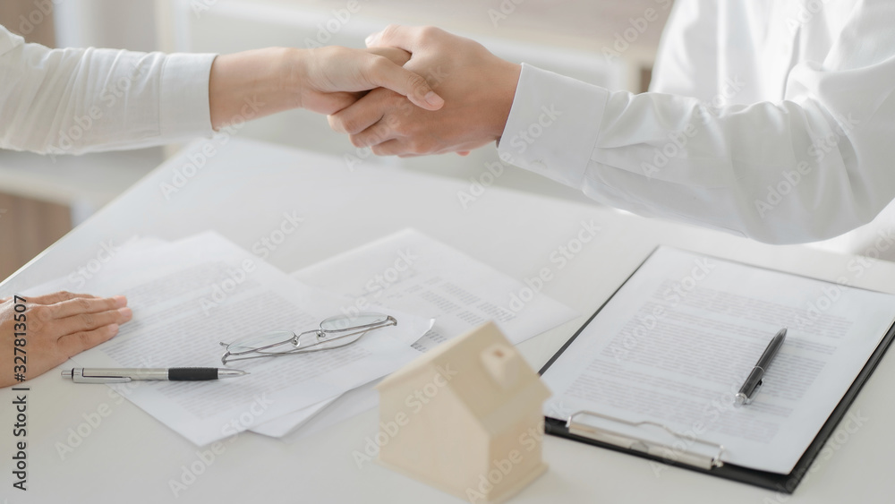 Concept of Property, Real estate agent with customer rent or buy house with contract. Concept of Property, Real estate agent with customer rent or buy house with contract.
