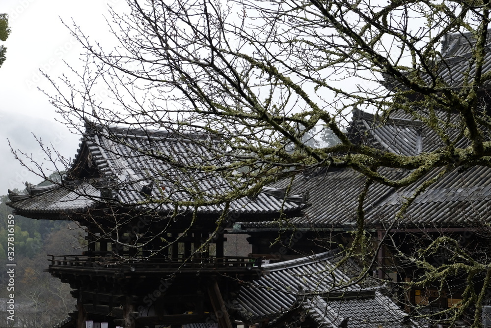 雨に煙る長谷寺（奈良）鐘楼 Hase-dera Temple in Nara