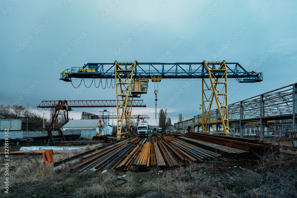 Construction site in old industrial area of metalworking factory Construction site in old industrial area of metalworking factory
