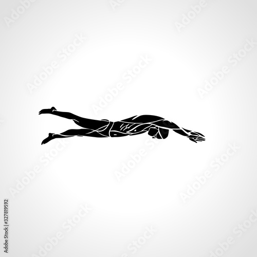 Freestyle Swimmer Silhouette. Sport pro swimming vector