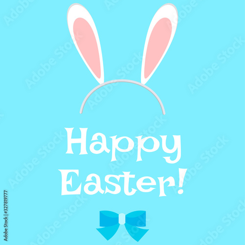Wallpaper Mural Sweet Easter bunny ears headband accessory with bow tie on blue background greeting card in cartoon flat style. Torontodigital.ca