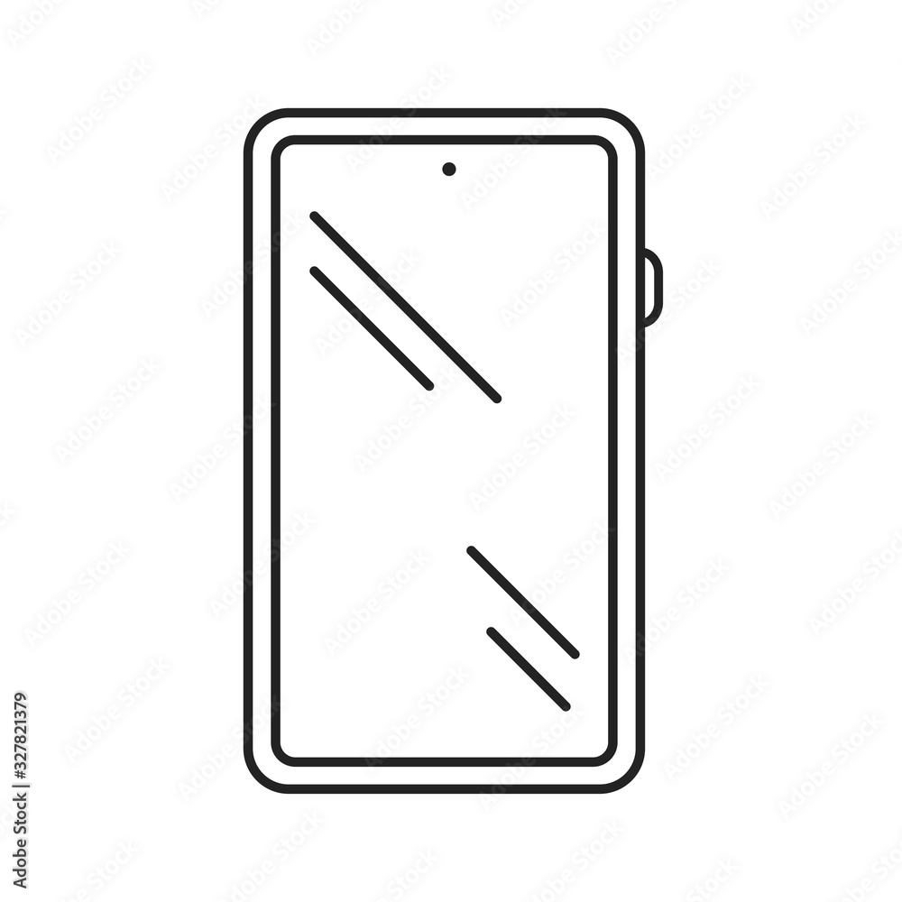 Smartphone with screen, menu button and camera black line icon. Front view. Electronic device. Pictogram for web page, mobile app, promo. Editable stroke. Smartphone with screen, menu button and camera black line icon. Front view. Electronic device. Pictogram for web page, mobile app, promo. Editable stroke.