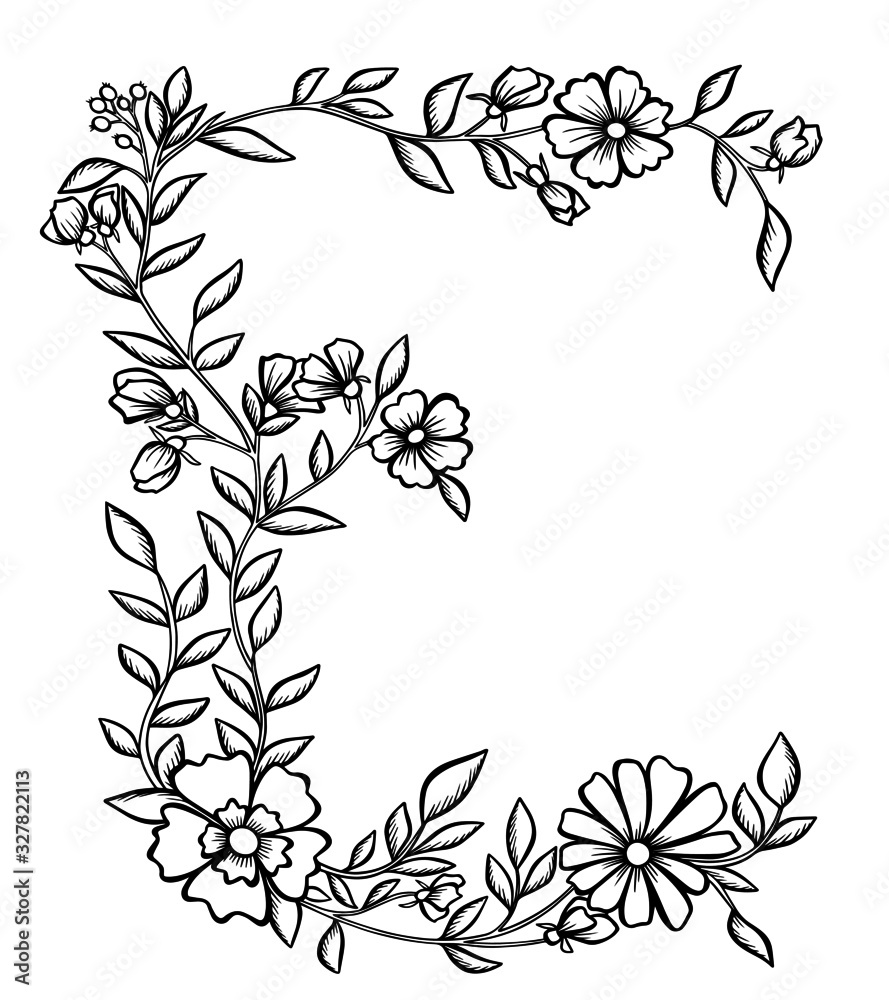 banner flowers twigs ornament frame vector illustration graphic outline stroke decoration isolate banner flowers twigs ornament frame vector illustration graphic outline stroke decoration isolate