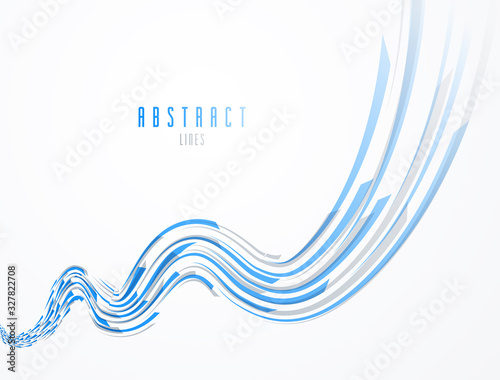 Future technology and science vector abstract background with 3D line elements in perspective, dynamic motion connection theme, template for ads or poster or cover.