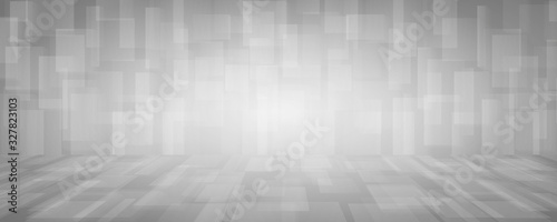 Abstract wide technology design of gradient white square pattern artwork background. illustration vector eps10