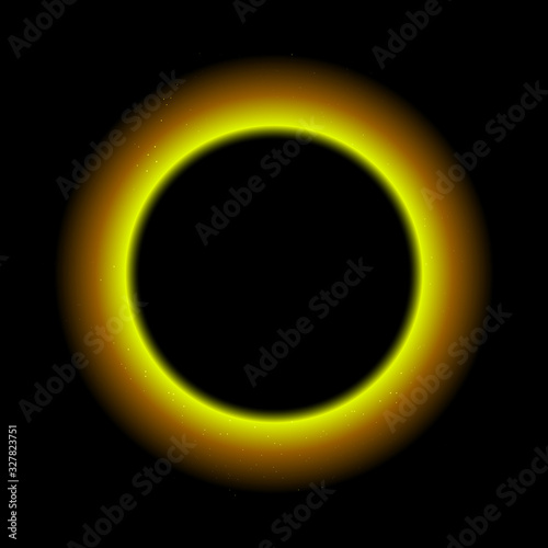Sun Eclipse vector illustratration.Total Eclipse of the Sun with Corona on dark background