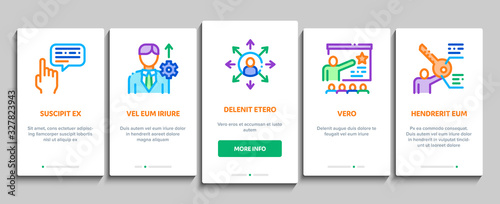 Sme Business Company Onboarding Mobile App Page Screen Vector. Sme Small And Medium Enterprise, Communication And Education, Badge And Case Concept Linear Pictograms. Color Contour Illustrations