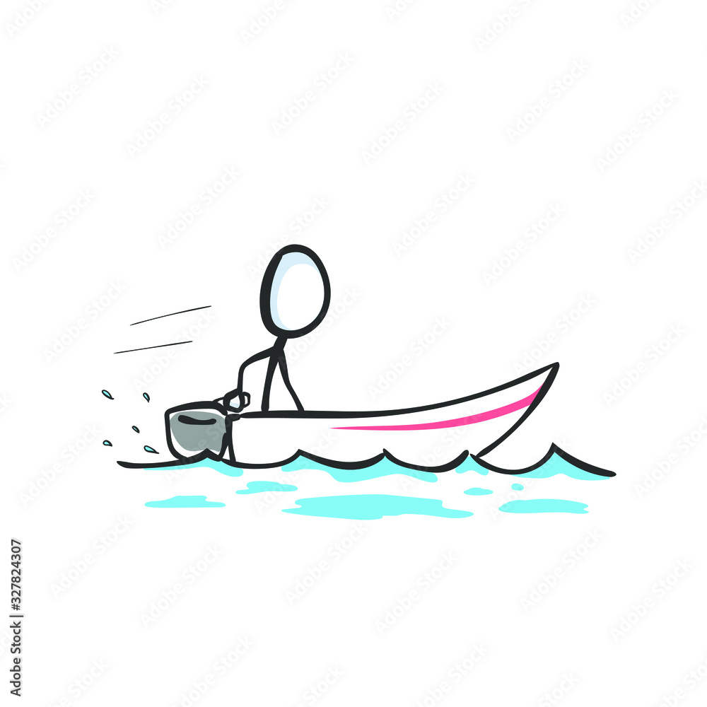 Man in motor speed boat in the sea. Boat sports and leisure. Hand drawn. Stickman cartoon. Doodle sketch, Vector graphic illustration Man in motor speed boat in the sea. Boat sports and leisure. Hand drawn. Stickman cartoon. Doodle sketch, Vector graphic illustration