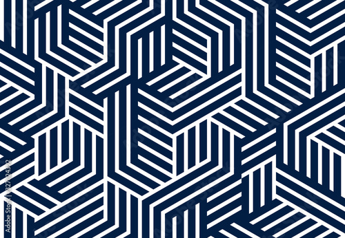 Geometric 3D seamless pattern with lined cubes, stripy boxes blocks vector background, architecture and construction, wallpaper design.