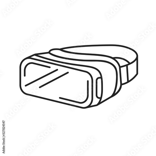 VR glasses black line icon. Virtual reality glasses or goggles. Type of eyewear which functions as a display device. Pictogram for web page, mobile app, promo. Editable stroke.