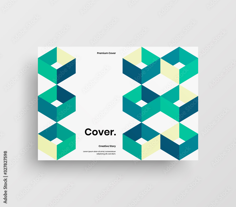 Fototapeta premium Creative business presentation vector A4 horizontal orientation front page mock up. Modern corporate report cover abstract geometric illustration design layout. Company identity brochure template.