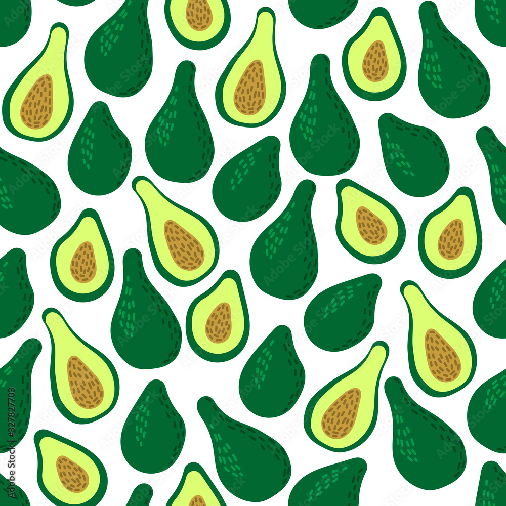 Seamless pattern with avocado. Flat vector illustration isolated on white background. Seamless pattern with avocado. Flat vector illustration isolated on white background.