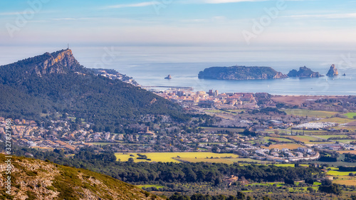 Panoramic picture from a Spanish coastal, village L Estartit in Catalonia, Costa Brava photo