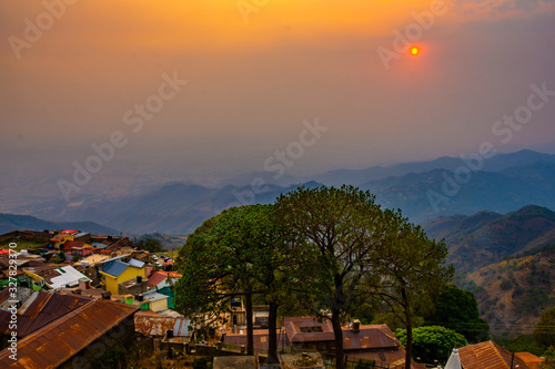 Beautiful Sunset view at Sunset Point, Kasauli, Himachal Pradesh, India photo