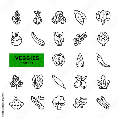 Veggies icon set