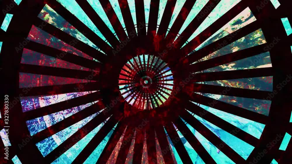Hypnotic abstract colourful visualiser rapidly flashing and spinning.